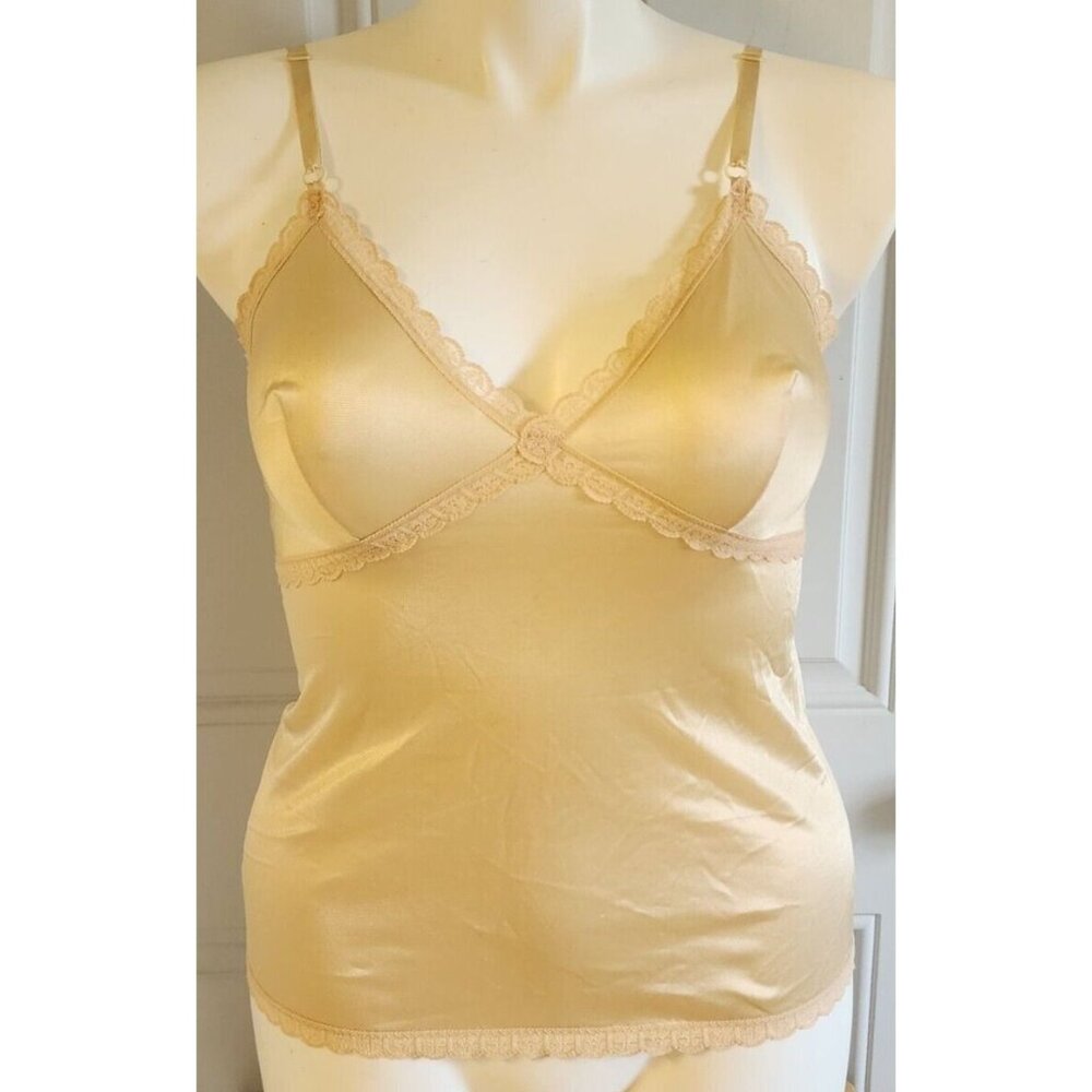 Vintage SEARS The Doesnt Slip HALF SLIP V Neck Camisole Tank Satin Nylon Size 36
